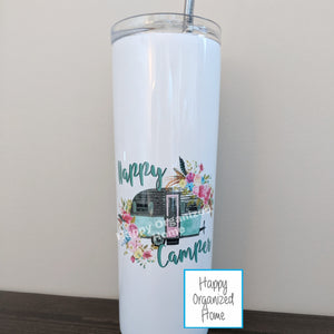 Happy Camper - Insulated tumbler with metal straw