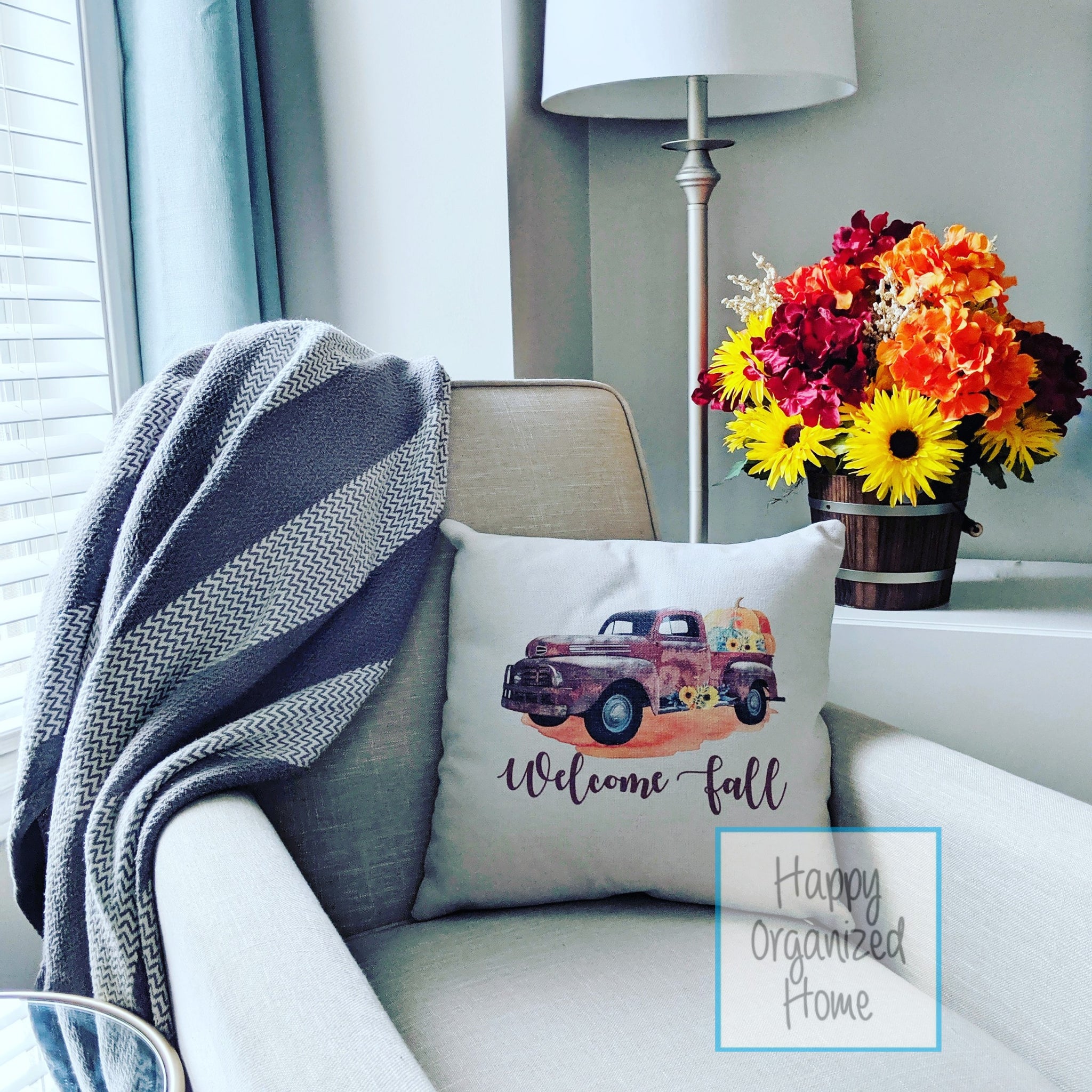 Welcome Fall Pillow with Vintage Truck
