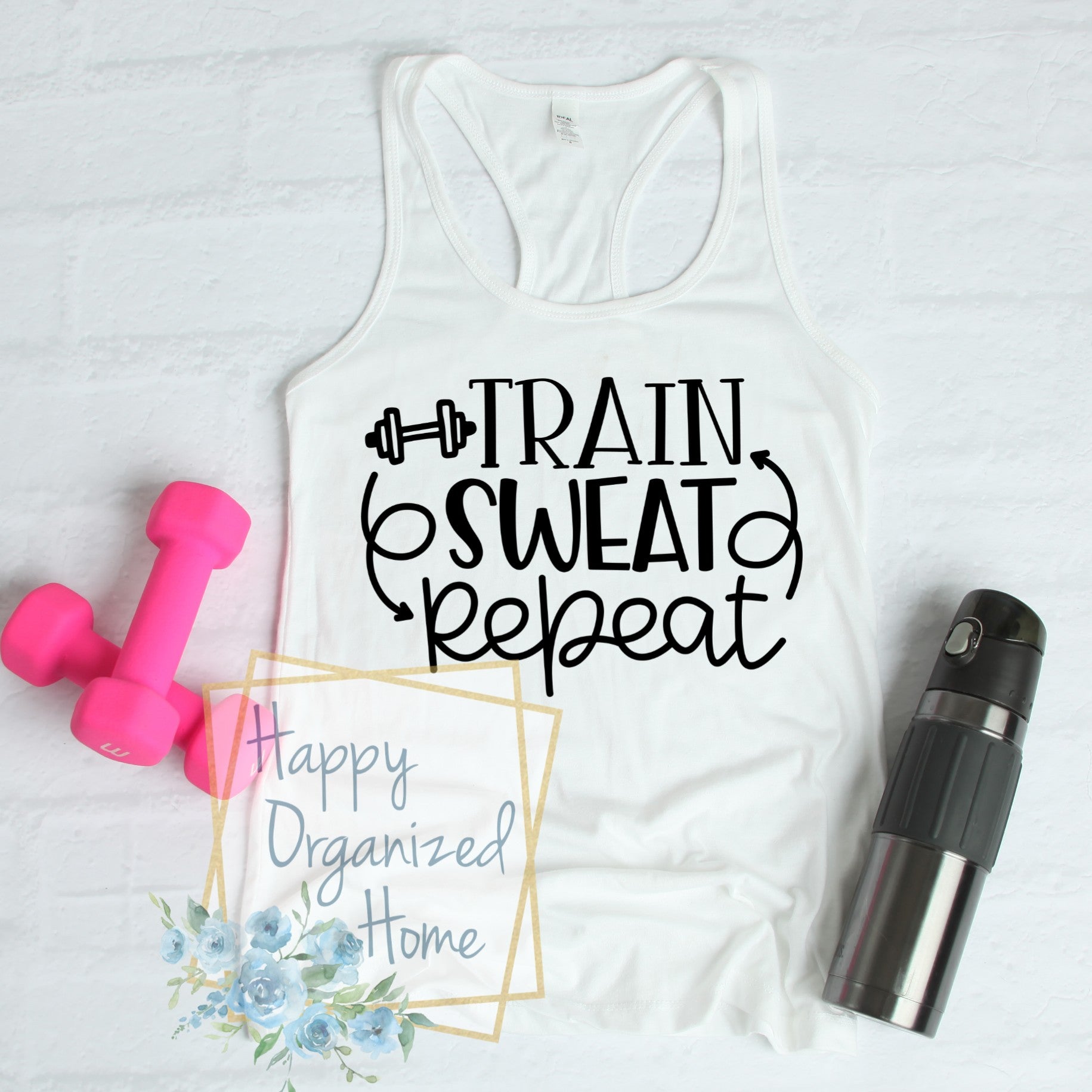 Train, Sweat, Repeat - Ladies Fitness Exercise tank
