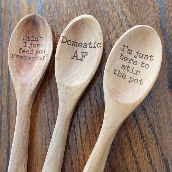 Laser Engraved Wooden Spoon with Funny Sayings