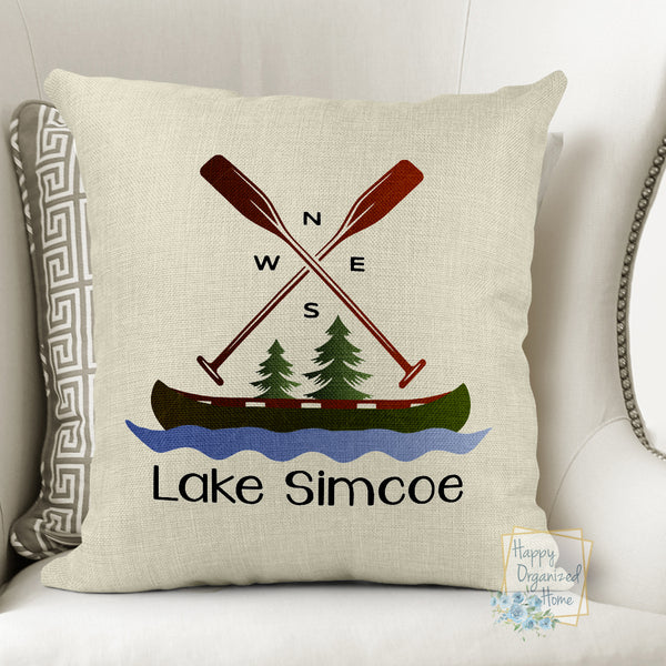 Cottage Lake pillow personalized