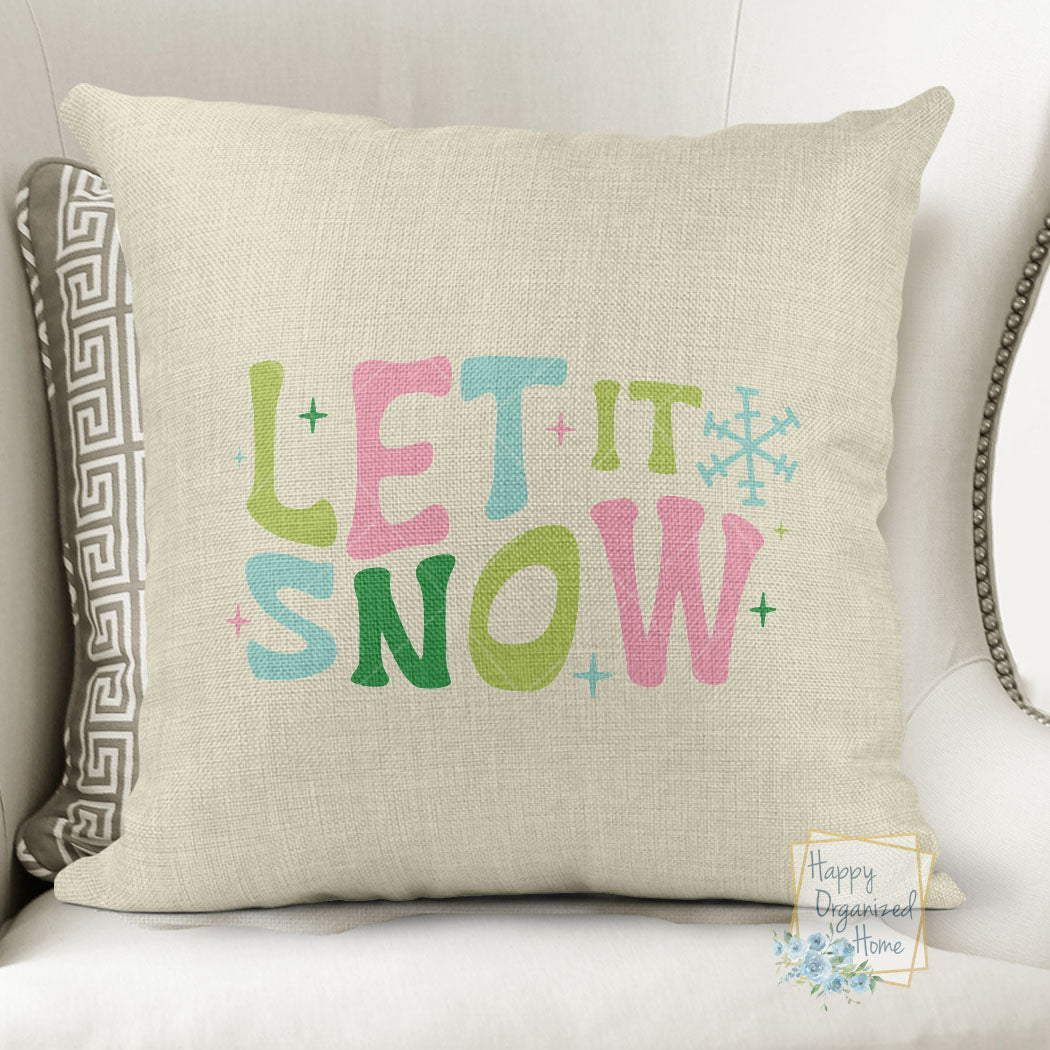 Let it snow Retro Modern Christmas Winter Pillow -  Home Decor Pillow