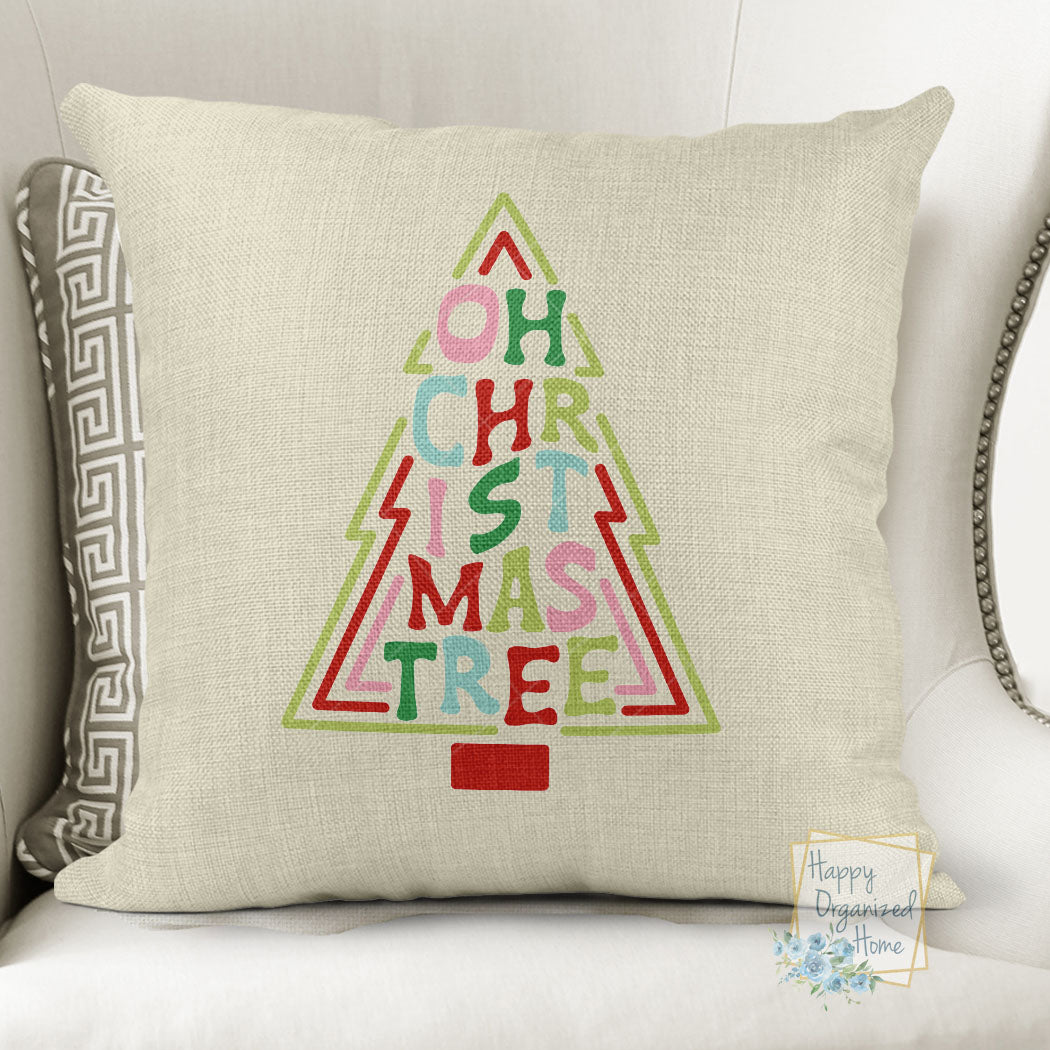 Oh Christmas Tree Retro Modern Christmas Winter Pillow -  Home Decor Pillow