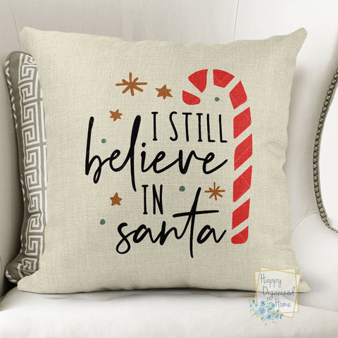 I still believe in Santa Candy Cane Christmas Pillow -  Home Decor Pillow Or Pillow Cover