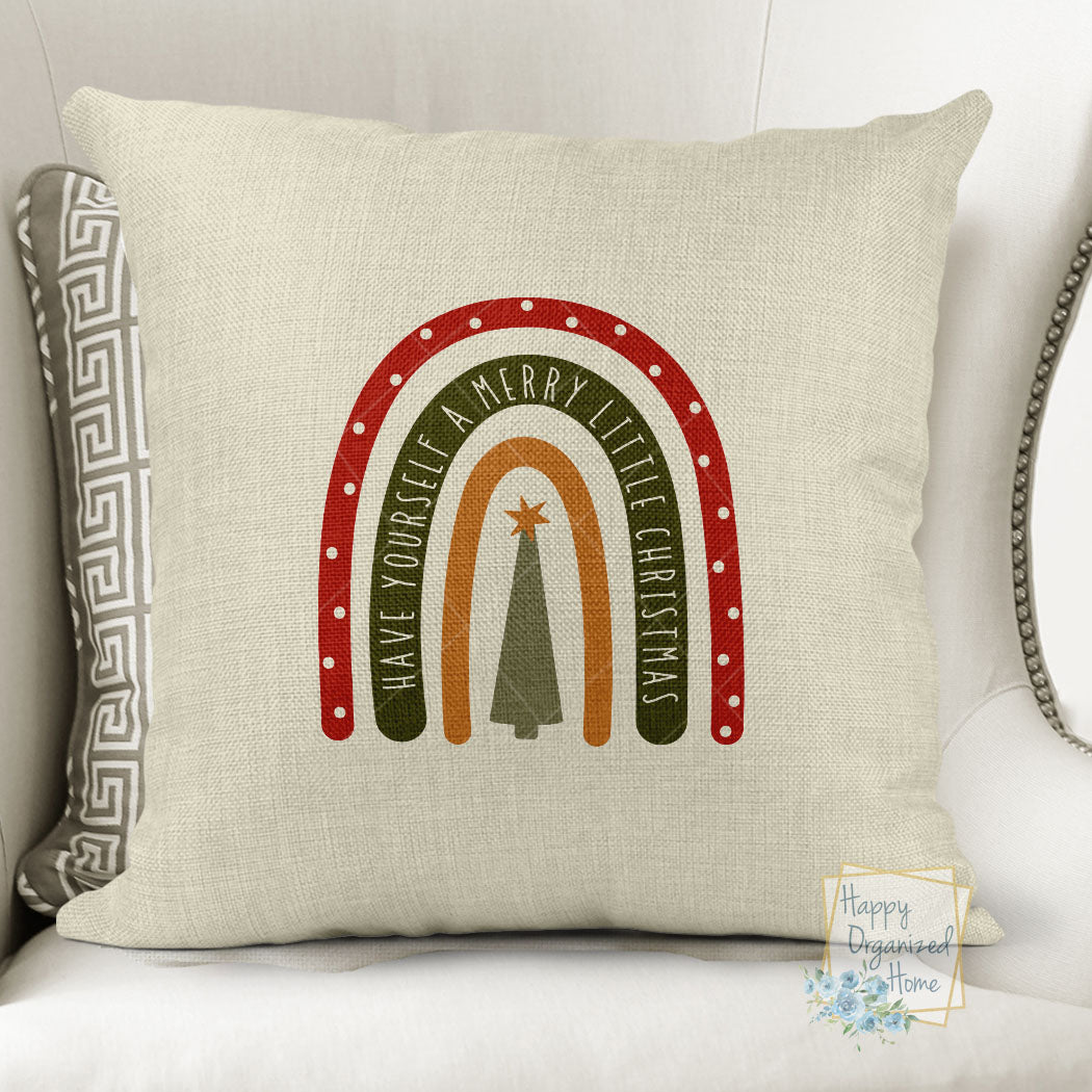 Have yourself a Merry Little Christmas Pillow Boho Rainbow -  Home Decor Pillow Or Pillow Cover