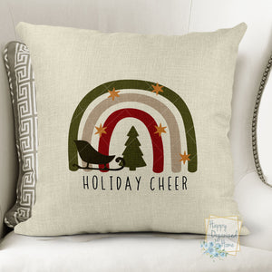 Holiday Cheer Christmas Rainbow Pillow Sleigh Christmas Tree -  Home Decor Pillow Or Pillow Cover