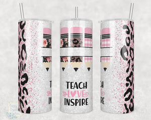 Teach Love Inspire- 20oz Skinny Insulated tumbler with metal straw