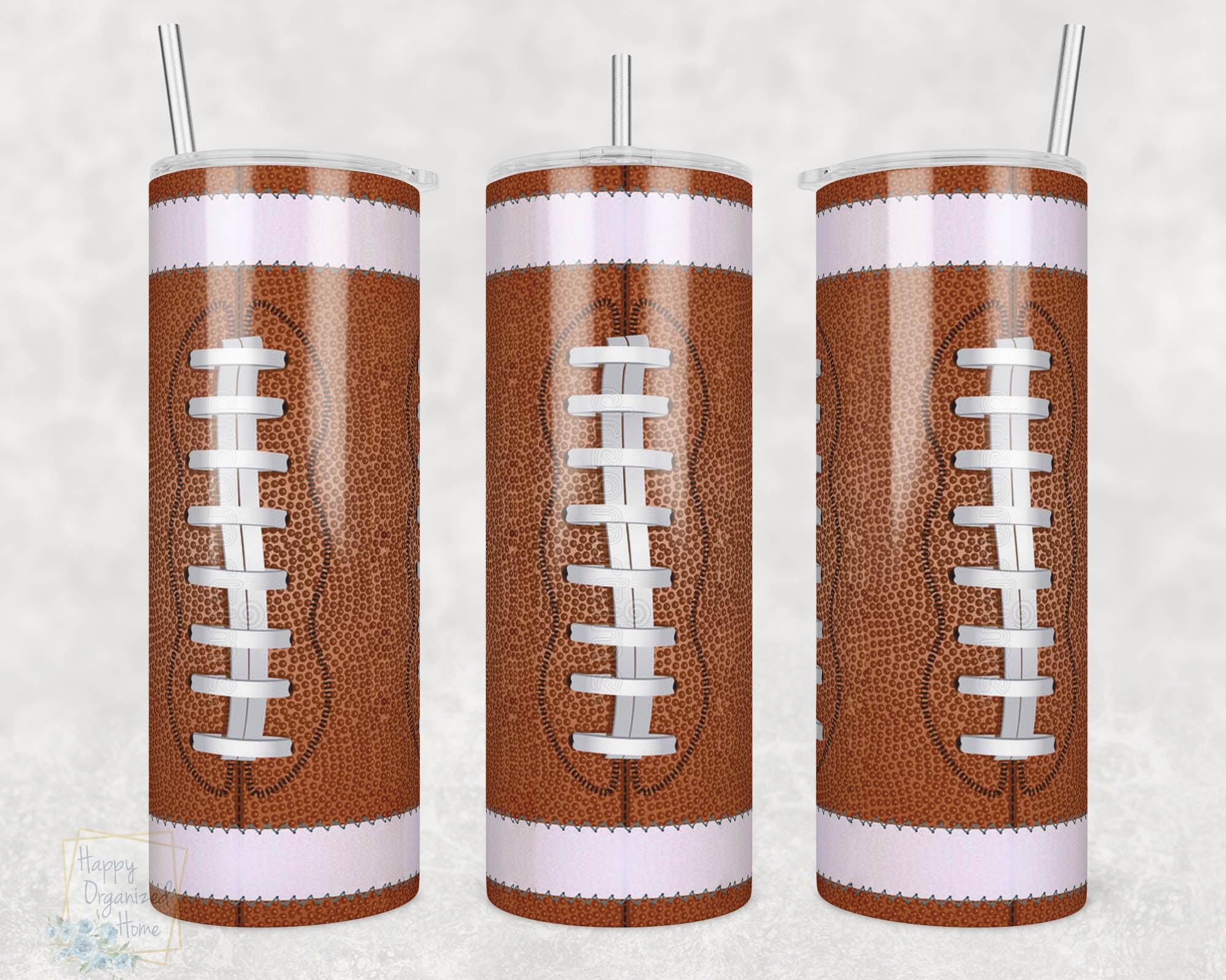 FootBall - 20oz Skinny Insulated tumbler with metal straw