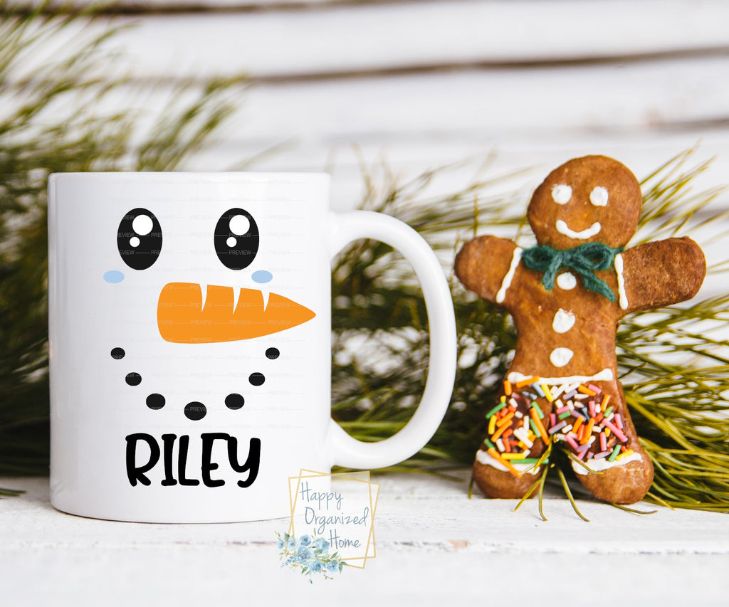 Snowman face Personalized Kids Unbreakable mug Christmas Mug for Kids –  Happy Organized Home