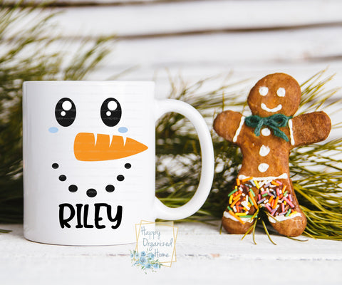 Snowman face Personalized Kids Unbreakable mug Christmas Mug for Kids Cocoa Mug Hot Chocolate Mug