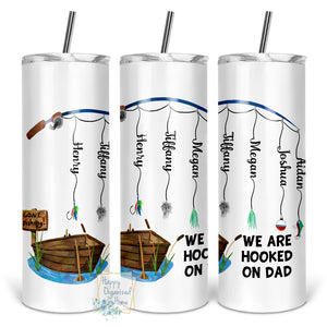 Personalized Fishing Father's Day Grandpa - Insulated tumbler with metal straw