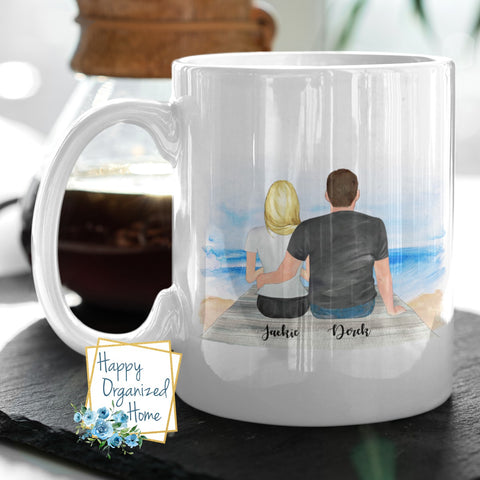 Couple on a Beach - Personalized Mugs and Tumblers