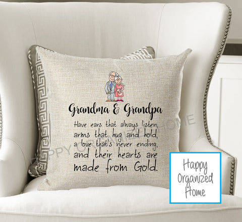 Grandparents have hearts of gold Decorative pillow
