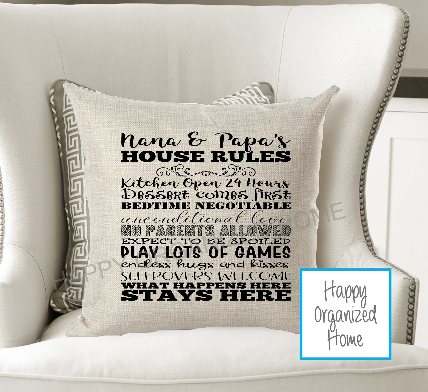 Grandparent House Rules Decorative pillow