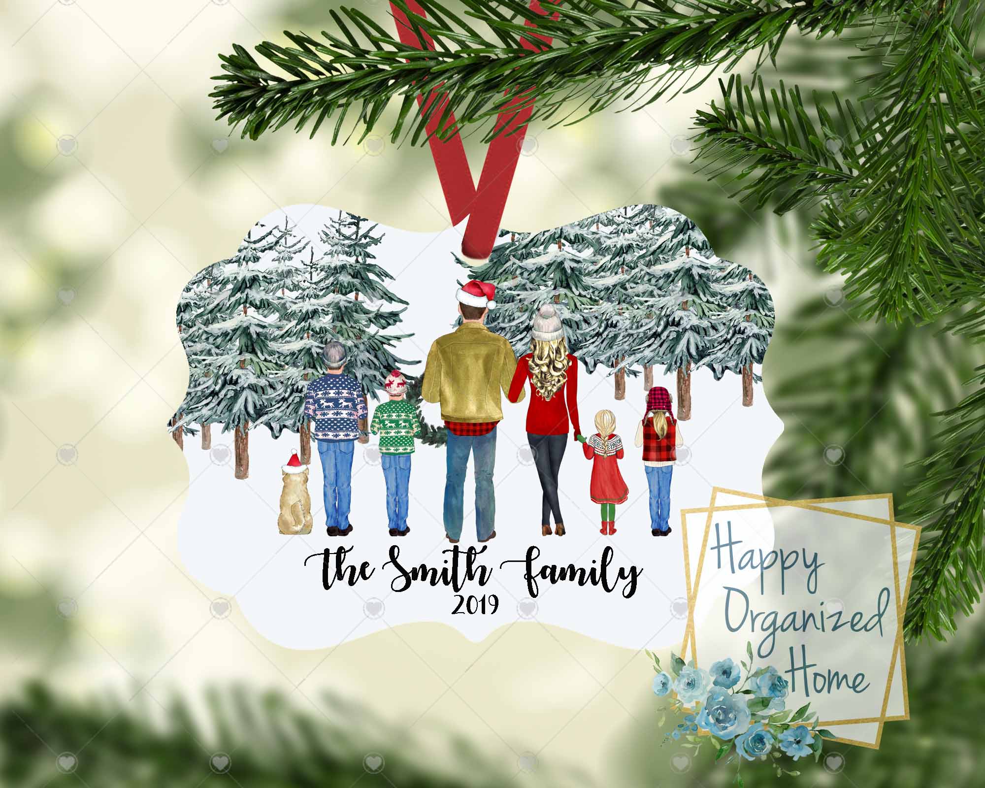 Christmas Family ornament - Personalized and includes pets
