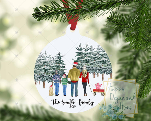 Christmas Family ornament - Personalized and includes pets