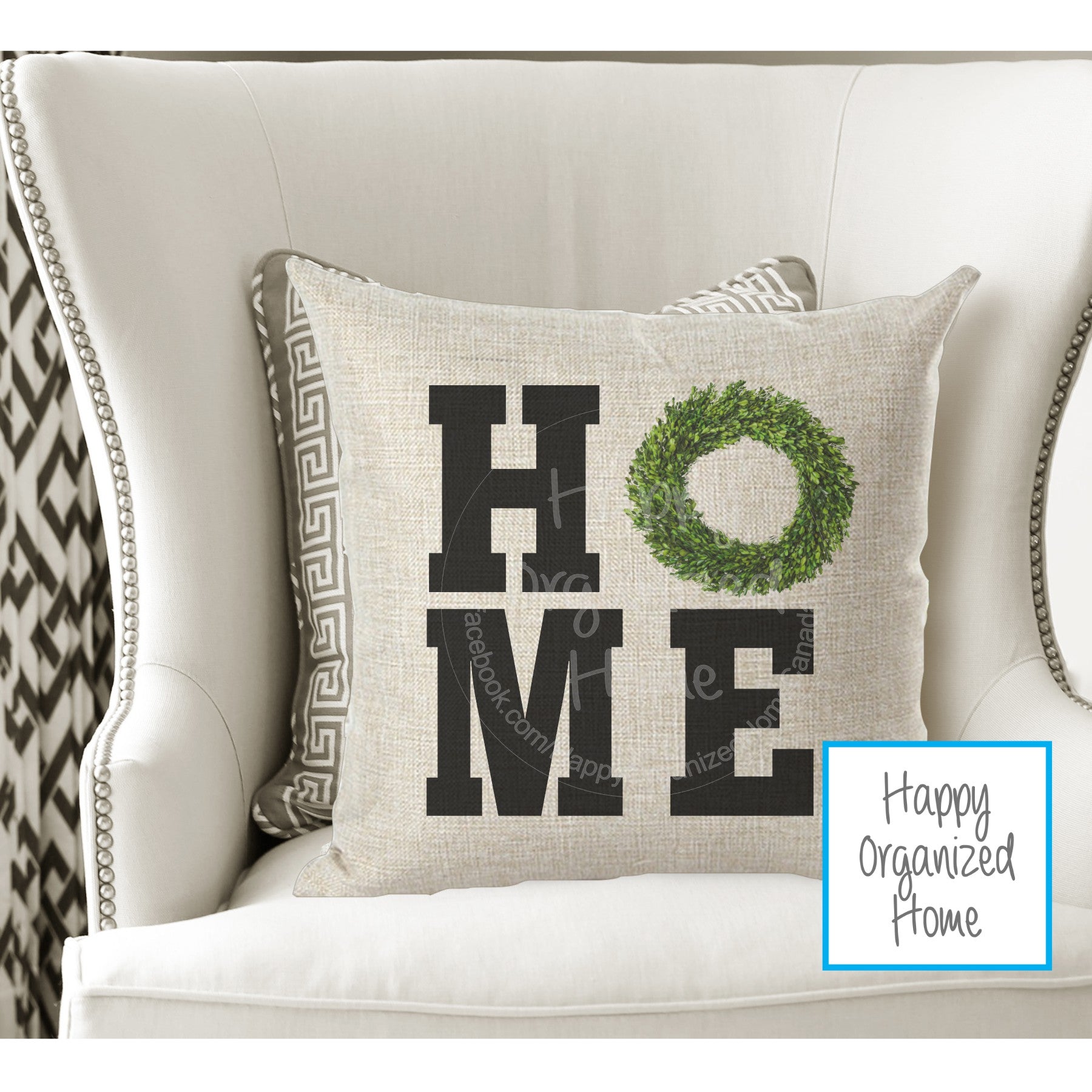 Home Pillow with Wreath Home Decor Pillow - New Home Owner Gift