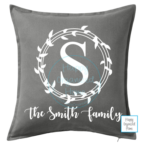 Monogrammed Family Initial Home Decor Pillow - Personalized with Family Name