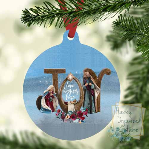Joy Love Begins Here Ornament Personalized