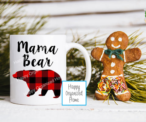 Mama Bear Buffalo Plaid Mug - Christmas Mug