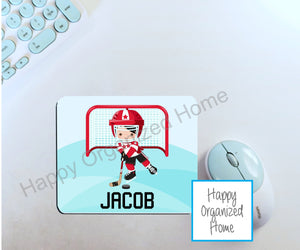 Personalized Boy Hockey Player - Mouse Pad