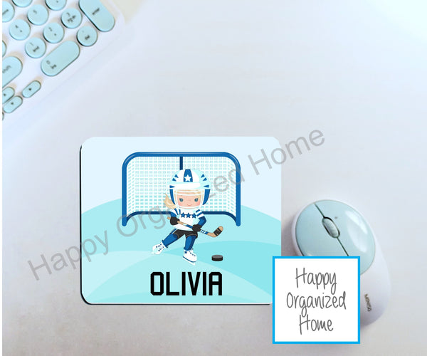 Personalized Girl Hockey Player - Mouse Pad